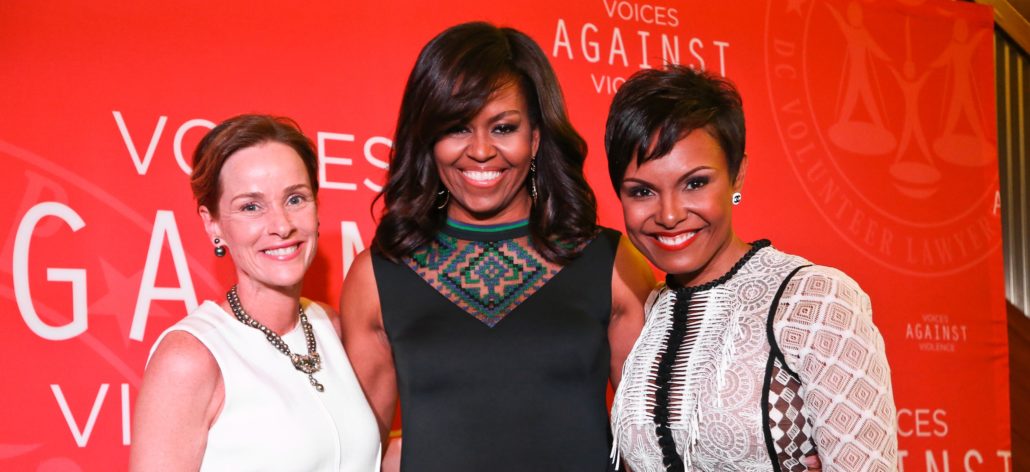 Kathleen Biden, Michelle Obama and Tisha Hyter at Voices Against Violence on April 20, 2016